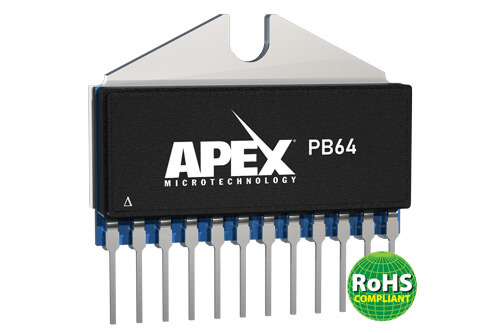 Apex Microtechnology's PB64, a 20 mA Standby Current, 1 MHz Power Bandwidth, Dual Channel Power Booster Amplifier